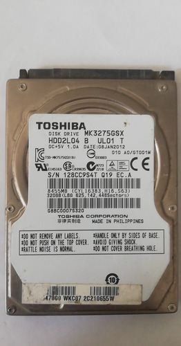 Disco Duro 320gb Toshiba  Mk3275gsy Usado Amarillo