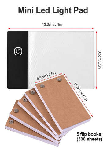 Flip Book Kit Con Light Pad Led Tablet Light Box 300 Hojas