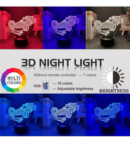 Luz Nocturna Led 3d Para Coche De Carreras F1, Fórmula 1, Re