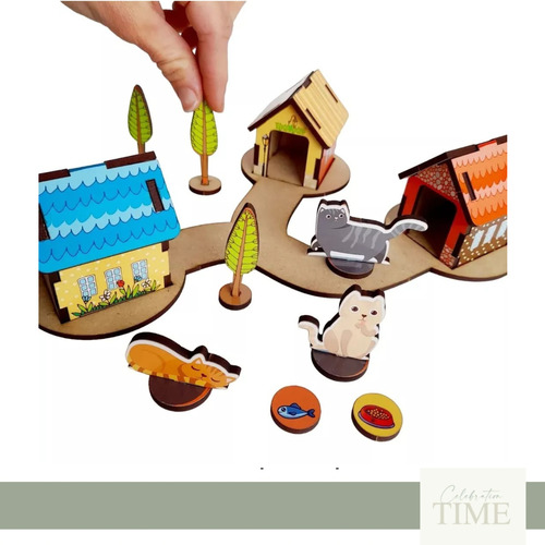 Juego Didáctico Casitas Para Armar Madera Accesorios Pistas