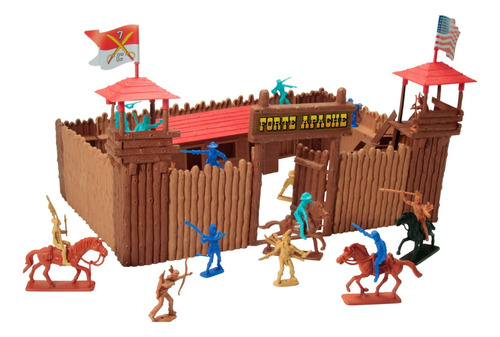 Kit Infantil Playset Forte Apache Batalha Junior Miniatura
