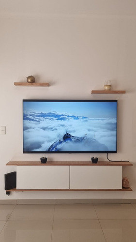 Rack De Tv Nórdico En Paraíso Y Blanco Mate