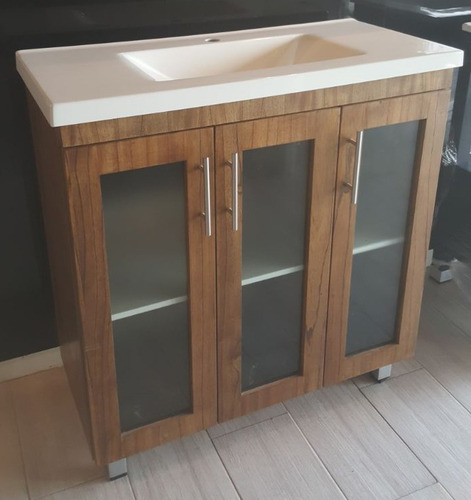 Vanitory Tono Miel 82cm De Ancho C/3 Puertas