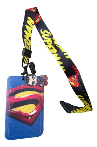Porta Gafete Tarjetero + Llavero Super Héroes Escolar 12 Pz
