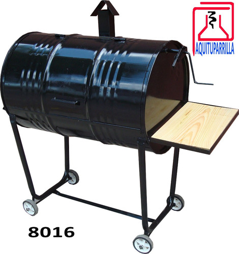 Imagen 3 de 5 de Parrilla Tambor Altura Regulable Mesada De Madera Carbonera