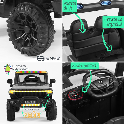 Camioneta Montable Eléctrico Con Control Remoto Para Niña Niño Con Asientos De Piel Carro Todo Terreno Bcx-7 Naranja Tigre Enyz Led Neon Y Muticolor Música Bluetooth Edades De 2 A 5 Años