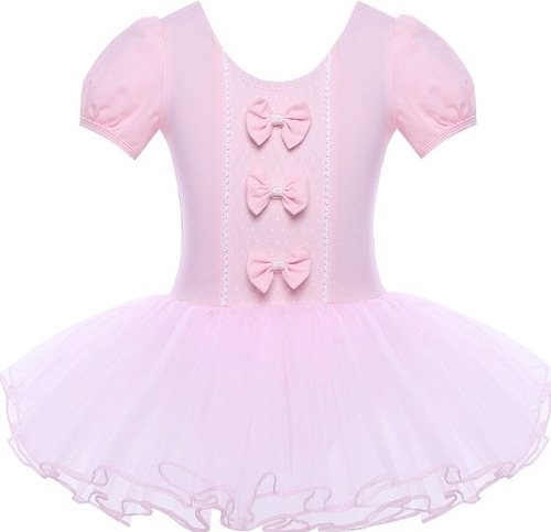 Malla Ballet Vestido Conjunto Niñas Con Tutu Manga Cort Cod4