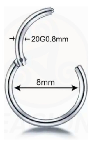 Piercing Nariz Titanio Argolla Clicker 0.8mm Negro Nostril