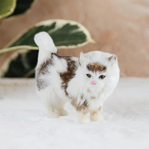 Simulación Gato Estatuilla Gato Felpa Juguete Lindo Marrón