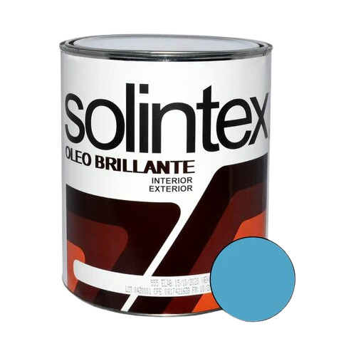 Pintura Oleo Brillante Color Azul Medio Solintex 1/4 Galon 
