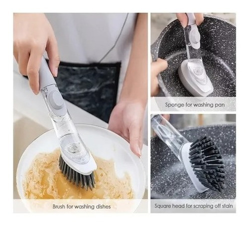 Imagen 7 de 7 de Cepillo Con Dispensador Lavaloza Limpieza Platos Escobilla