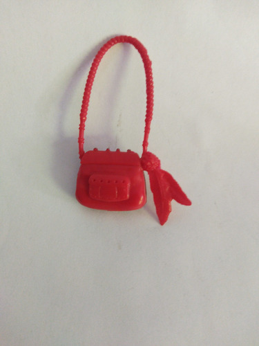 Barbie Ropa Accesorio Bolso Negro Con Rojo Ligero Pluma (Usado)