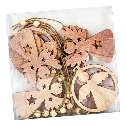 2 X 10 Uds Árbol De Navidad Colgante Hueco De Madera Con
