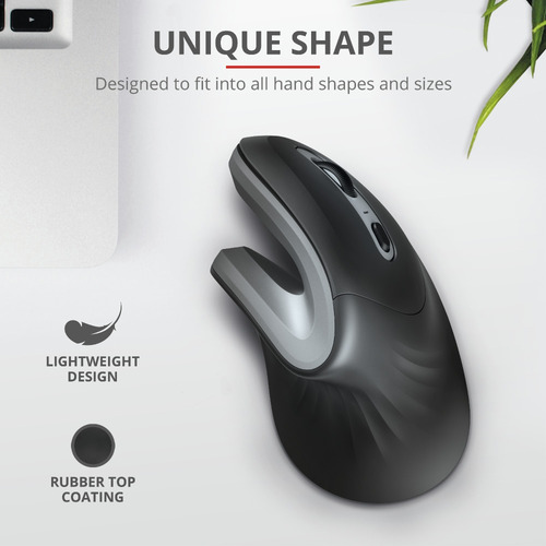 Mouse Inalambrico Usb Trust Verro Ergonomico Negro Vertical
