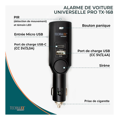 Sistema De Alarma Technaxx Para Coches, Furgonetas, Vehículo