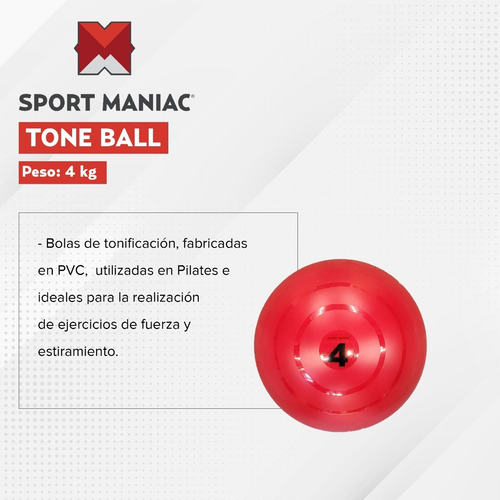 Imagen 3 de 4 de Pelota Con Peso Tone Ball 4 Kg Sport Maniac