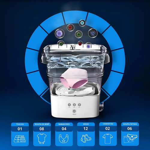 Mini Máquina De Lavar Roupa Portátil 10l Dobrável E Compacta