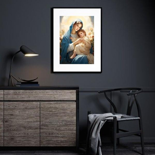 Quadro Maria Com Menino Jesus - 60x48cm