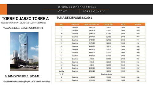 Imagen 1 de 2 de Torre Cuarzo - Paseo De La Reforma 1772m2 , $550