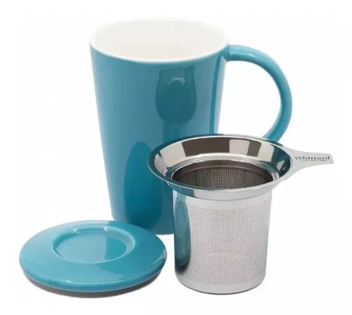 Colador de te metalico con tapa para tazas