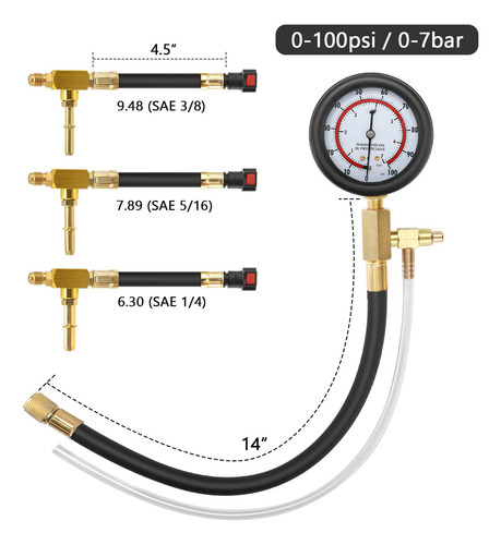 Fuel Pressure Test Kit Betooll 0-7bar / 0-100psi