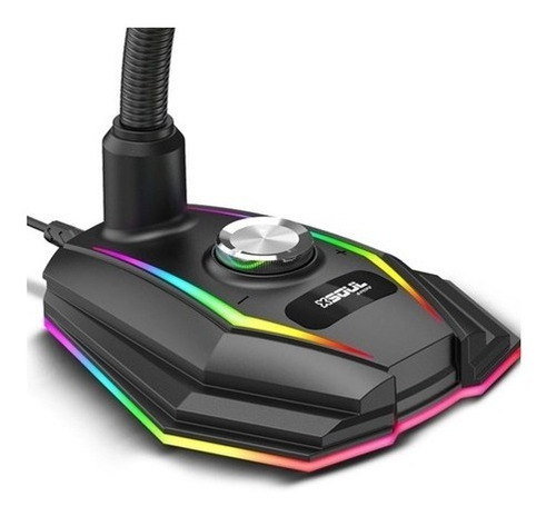 Microfono Gamer Pc Luces Rgb Usb Notebook P/ Twitch Youtube Color Negro