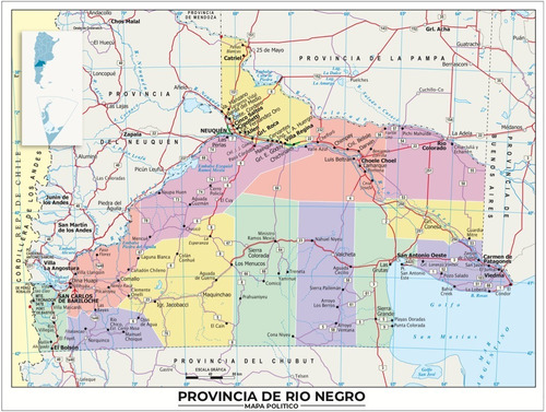 Mapa Provincia De Rio Negro Lona 65cm X 90cm Politico