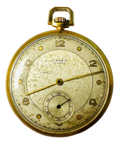 Relógio De Bolso Classic 17 Rubis Antigo (funcionando) Dourado-escuro