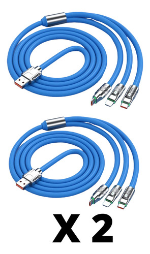 Cable De Carga Usb Micro Usb 120w Goma Triple 3 En 1