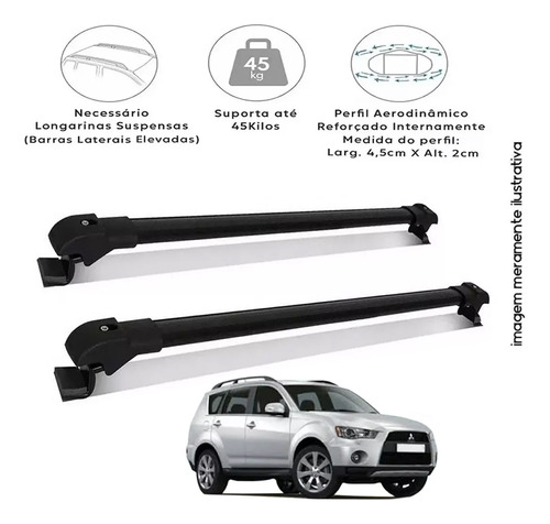 Travessa De Teto Mitsubishi Outlander Modelo 2011 2012 Preto