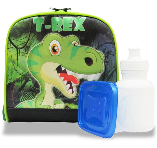 Kit Escolar Infantil Mochila Dinossauro Rodinhas T Rex Tam G