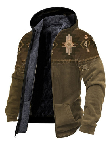 Tribal Graphic Print Hooded Jacket With
