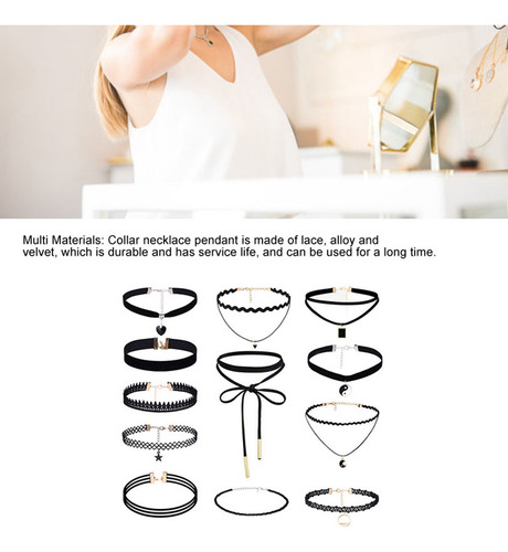12 Pcs Collar Choker Gargantilla Moda Joyería Mujer Cadenas