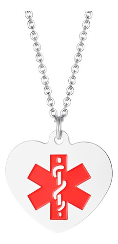 Collar Mujer Icono Médico Alerta Emergencia Joya En Plata