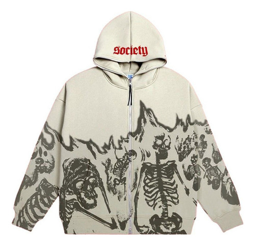 Sudadera Gótica Con Estampado De Calaveras Quemadas