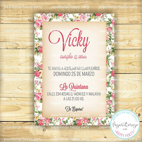 Kit Imprimible Shabby Rose Quinceaños