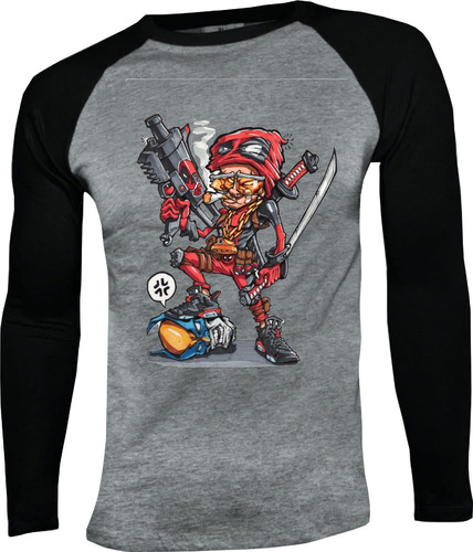 Camiseta Deadpool Art Larga Camibuso Raglan