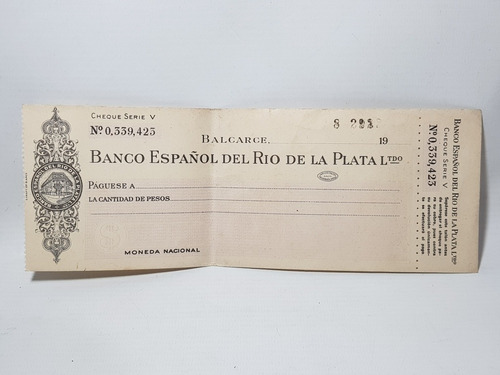 Imagen 3 de 8 de Antiguo Cheque Document Banco Español Francés 1950 Mag 58363