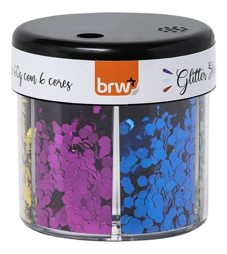 Glitter Shaker Colors Brw Colmeia Hexagonal 6 Cores 60g 