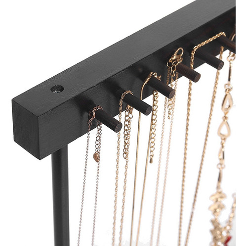 2 Estantes De Madera Con 24 Ganchos Para Colgar Collares Y J