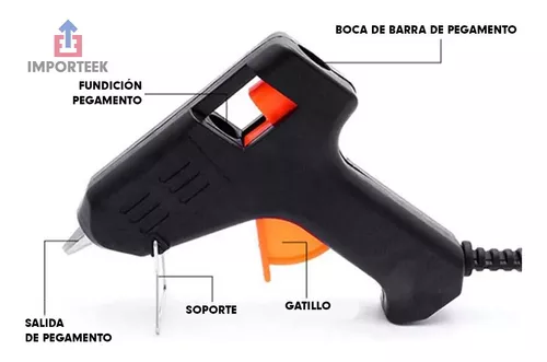 Pistola de silicona caliente 20W, modelo Miniglue Gun, pistola de  pegamento, encolar, incluye 2 barras de silicona y