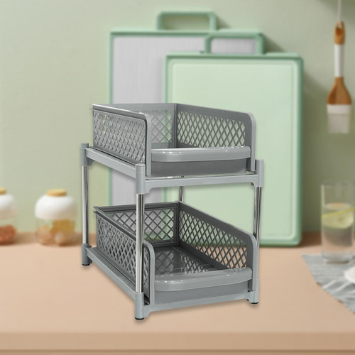 Organizador De Gabinete Extraíble Con Estante De Gris