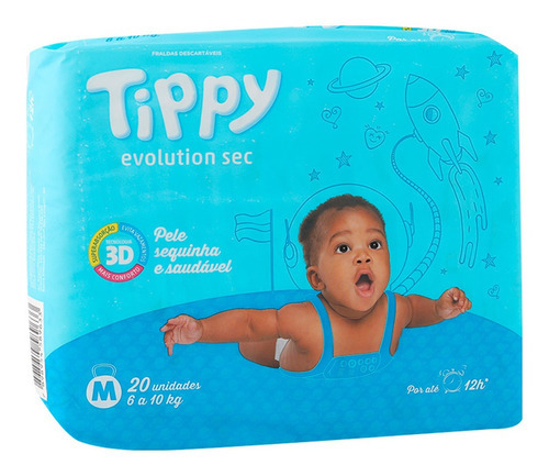 Fralda Tippy Evolution Sec Jumbo Tamanho M 6-10kg 20 Und