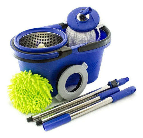 Balde Perfect Mop Pro Giratório 360° Limpeza Geral Esfregão Cor Azul