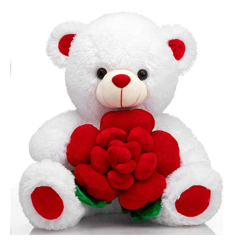 Fe Oso Peluche Con Rosa Peluche Suave El Día De San Valentín