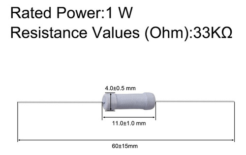 100 Resistencias 33k Ohm Resistor Película Óxido Metal 1w 5%