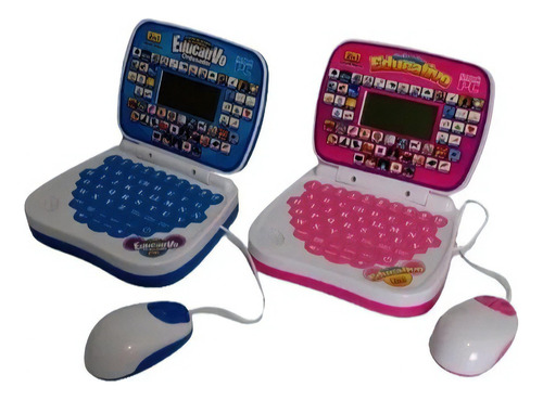Laptop Infantil Educativo - Bilíngue Menino Menina C/ Mouse Cor Rosa