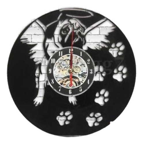 Reloj Corte Laser 1472 Angel Perro Pug, Huellas