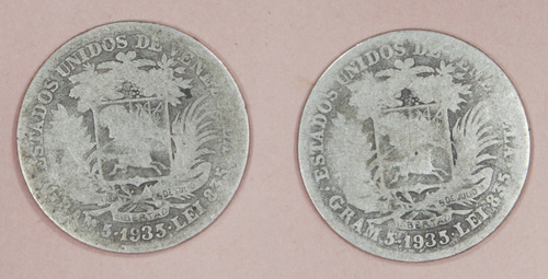 2 Monedas De 1 Bs Año 1935 Lei 835 Estadosunidosdevenezuela (Usado)