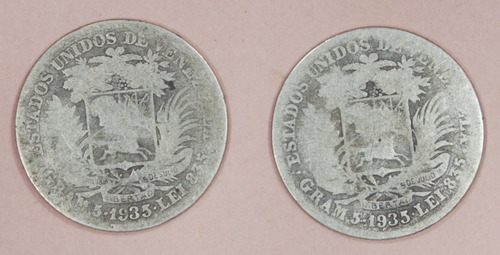 2 Monedas De 1 Bs Año 1935 Lei 835 Estadosunidosdevenezuela